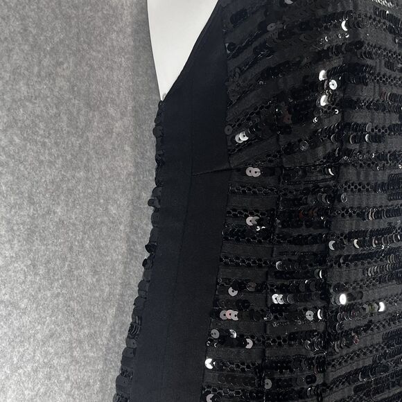 Nanette Lepore Roulette Black Sequin Dress Womens 8 Criss Cross Back Party Event - Picture 9 of 16